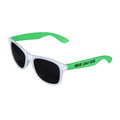 White/Green Retro 2 Tone Tinted Lens Sunglasses